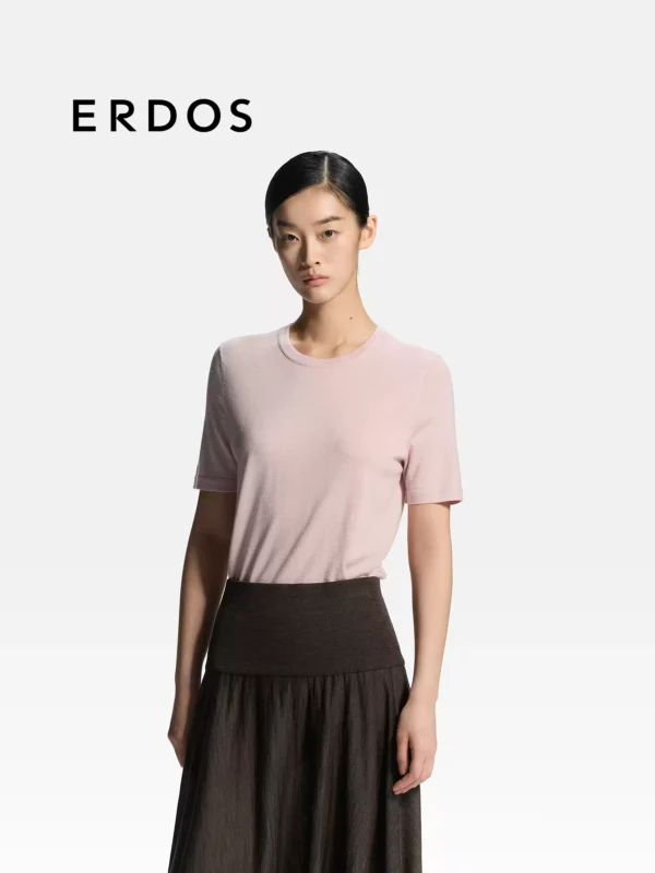 O1CN010RY1AD1Z5XyS1yQtc_575083143.jpg_q50.jpg_.webp 【四季针织云感T】ERDOS 羊毛羊绒混纺百搭打底套衫女装短袖T恤