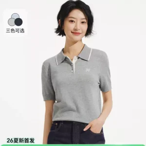 O1CN011NccSX1RqFQxHdjO3_106852162.jpg_q50.jpg_.webp 热风女士短袖针织衫上衣2026年夏季新款通勤风灰色老钱风针织衫