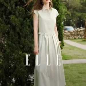 O1CN011g2WHz22Xb5VSozF9_4611686018427384778-0-item_pic.jpg_q50.jpg_.webp 【女作家】ELLE法式通勤小飞袖连衣裙女2026夏季新款a字衬衫裙子