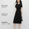 周也代言红袖独特超好看的连衣裙2026夏季新款女装圆领显瘦小黑裙