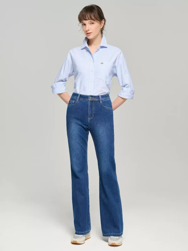 O1CN012UYqQw28CQRsoze1F_1910887896.jpg_q50.jpg_.webp 【春夏甄选】Hazzys哈吉斯时尚微喇水洗牛仔裤女士高腰通勤休闲裤