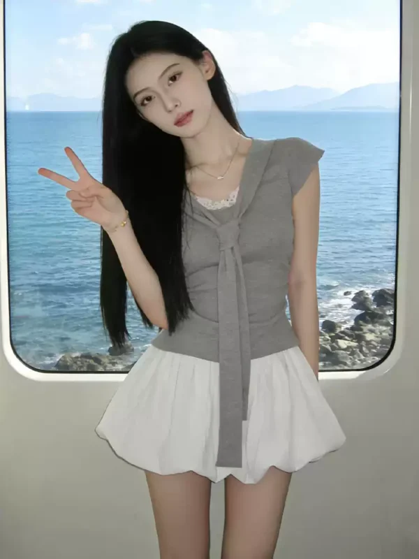 O1CN013koQNe1nGuPkJjO6q_2261115063.jpg_q50.jpg_.webp 夏天穿搭一整套2026巨好看韩系小个子漂亮减龄花苞短裙套装两件套