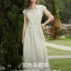 O1CN0179qVG922Xb5GmaLXJ-2209697117130.jpg_q50.jpg_.webp 【女作家】ELLE法式通勤小飞袖连衣裙女2026夏季新款a字衬衫裙子
