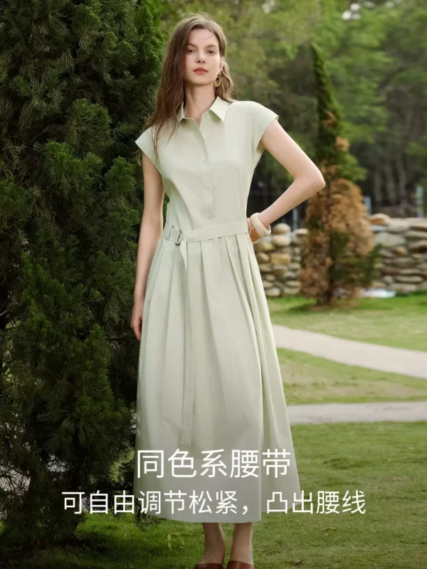 O1CN0179qVG922Xb5GmaLXJ-2209697117130.jpg_q50.jpg_.webp 【女作家】ELLE法式通勤小飞袖连衣裙女2026夏季新款a字衬衫裙子