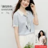 红袖POLO针织衫2026夏季新款女装撞色丝巾韩系温柔氛围感穿搭上衣