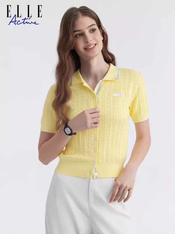 O1CN01EXj1Ql1QTWA0BQdtm_2202610211977.jpg_q50.jpg_.webp 【轻氧户外】ELLE Active莱赛尔天丝短袖针织开衫polo领上衣舒适
