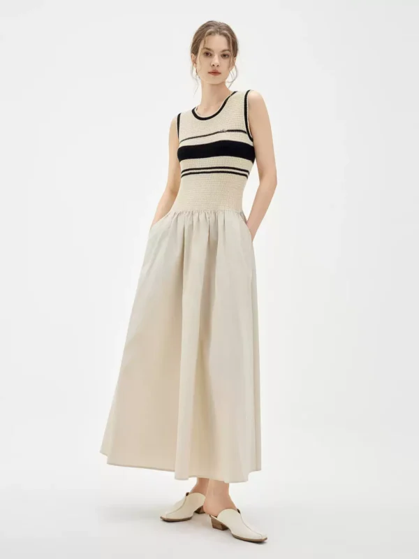 O1CN01EXlIH822Xb5KVbJBr-2209697117130.jpg_q50.jpg_.webp 【莫瑞花园】ELLE针织条纹连衣裙女装2026夏新款优雅a字背心裙子
