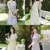 O1CN01GITjVq24dDAnziFVF_2596637413.jpg_q50.jpg_.webp 鹿向南「春野杏时」法式杏色波点连衣裙夏季新款气质修身短袖裙子