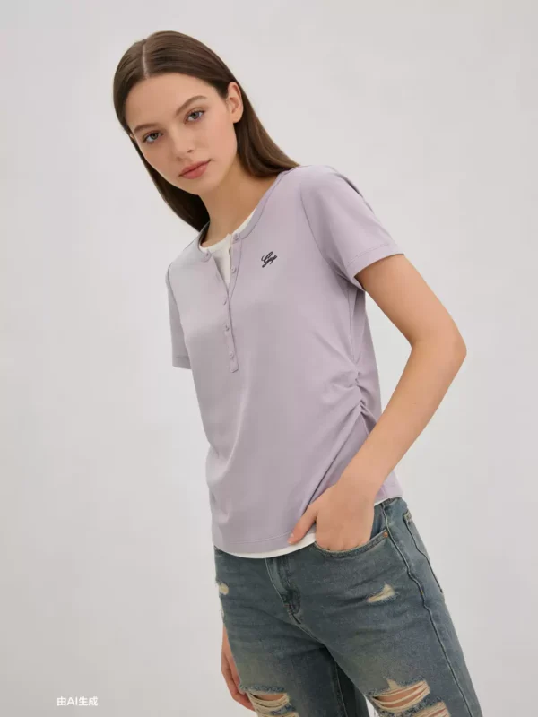 O1CN01IHNjiM1RtSBlADvEk-669642169.jpg_q50.jpg_.webp 【成毅代言】Gap女装2026夏季新款刺绣假两件亨利领短袖T恤858945