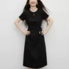 周也代言红袖独特超好看的连衣裙2026夏季新款女装圆领显瘦小黑裙