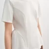 独束大码女装【风吟荷摆】公主线分割弧形碎褶显瘦T恤正肩上衣