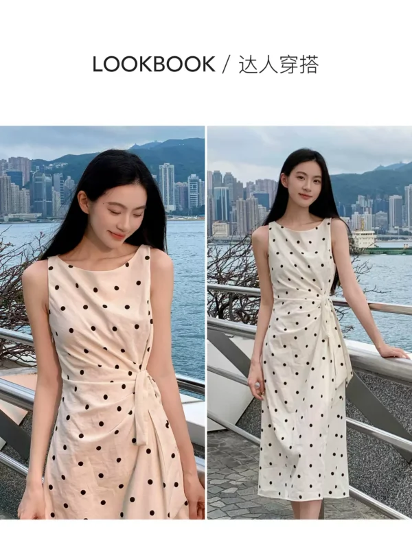 范思蓝恩腰精裙系列法式天丝波点无袖收腰连衣裙女夏2026新款裙子