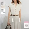 O1CN01Ss2sVZ22Xb5UMpjyi_2209697117130-0-yinheaigc.jpg_q50.jpg_.webp ELLE老钱风亚麻连衣裙女2026夏新款收腰松弛感通勤时尚a字裙长裙