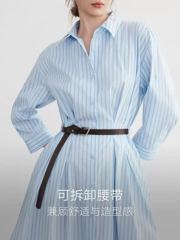 O1CN01UQnaNF22Xb4yrR4Au-2209697117130.jpg_q50.jpg_.webp ELLE法式条纹设计感衬衫连衣裙女2026春季新款高级感收腰a字裙子