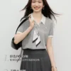 红袖POLO针织衫2026夏季新款女装撞色丝巾韩系温柔氛围感穿搭上衣