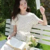 O1CN01WCa64t24dDAG3un4e_2596637413.jpg_q50.jpg_.webp 鹿向南「春野杏时」法式杏色波点连衣裙夏季新款气质修身短袖裙子