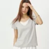 O1CN01Y5k3lS1LUMo7UCXV2_397341302.jpg_q50.jpg_.webp 森马短袖T恤女夏季棉麻假两件拼色U领2026新款气质简约风时尚衣服