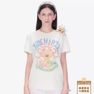 13DE MARZO女士 2026春夏新款花卉插画短袖时尚圆领休闲百搭T恤