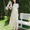 O1CN01aVi0Py24dDABBhwbF_2596637413.jpg_q50.jpg_.webp 鹿向南「春野杏时」法式杏色波点连衣裙夏季新款气质修身短袖裙子