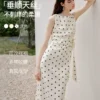 范思蓝恩腰精裙系列法式天丝波点无袖收腰连衣裙女夏2026新款裙子
