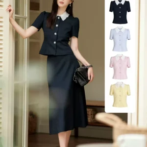 O1CN01fXN2P42LUMzfoEGTn_4611686018427387215-0-item_pic.jpg_q50.jpg_.webp 【玛德琳AUPY】朗姿/MOJO千金玛德琳收腰夹克春夏优雅短外套半裙