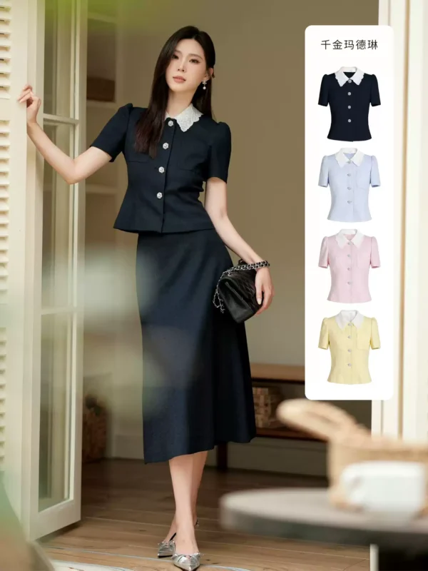 O1CN01fXN2P42LUMzfoEGTn_4611686018427387215-0-item_pic.jpg_q50.jpg_.webp 【玛德琳AUPY】朗姿/MOJO千金玛德琳收腰夹克春夏优雅短外套半裙