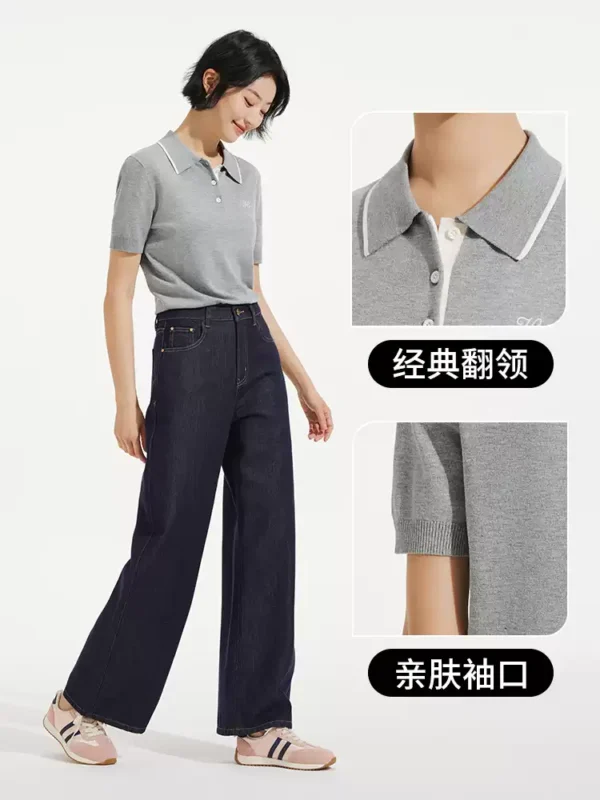 O1CN01kqVizu1RqFPrY6aF6_106852162.jpg_q50.jpg_.webp 热风女士短袖针织衫上衣2026年夏季新款通勤风灰色老钱风针织衫