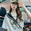 立体蝴蝶结刺绣短袖t恤女2026新款夏季韩系减龄设计感纯棉上衣ins