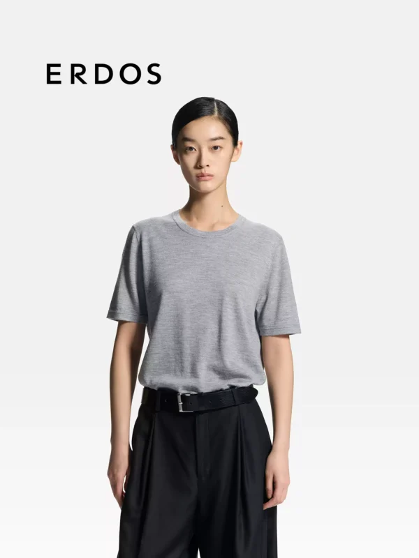 O1CN01smVW2v1Z5XyRmH0qt_575083143.jpg_q50.jpg_.webp 【四季针织云感T】ERDOS 羊毛羊绒混纺百搭打底套衫女装短袖T恤