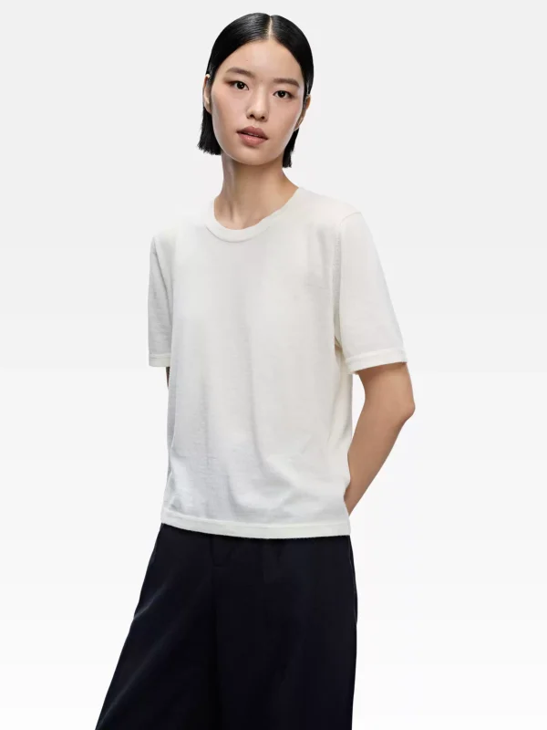 O1CN01tYg1ax1Z5XyRniW5I_575083143.jpg_q50.jpg_.webp 【四季针织云感T】ERDOS 羊毛羊绒混纺百搭打底套衫女装短袖T恤