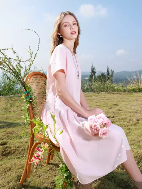 O1CN01wRoLWk1tJYNup1pdz_745475881.jpg_q50.jpg_.webp 【三彩小樱花】2026夏季新款纯棉小个子短袖娃娃裙A字连衣裙女M