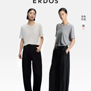 O1CN01zYxyRx1Z5XyRsxNa5_4611686018427384455-0-item_pic.jpg_q50.jpg_.webp 【四季针织云感T】ERDOS 羊毛羊绒混纺百搭打底套衫女装短袖T恤