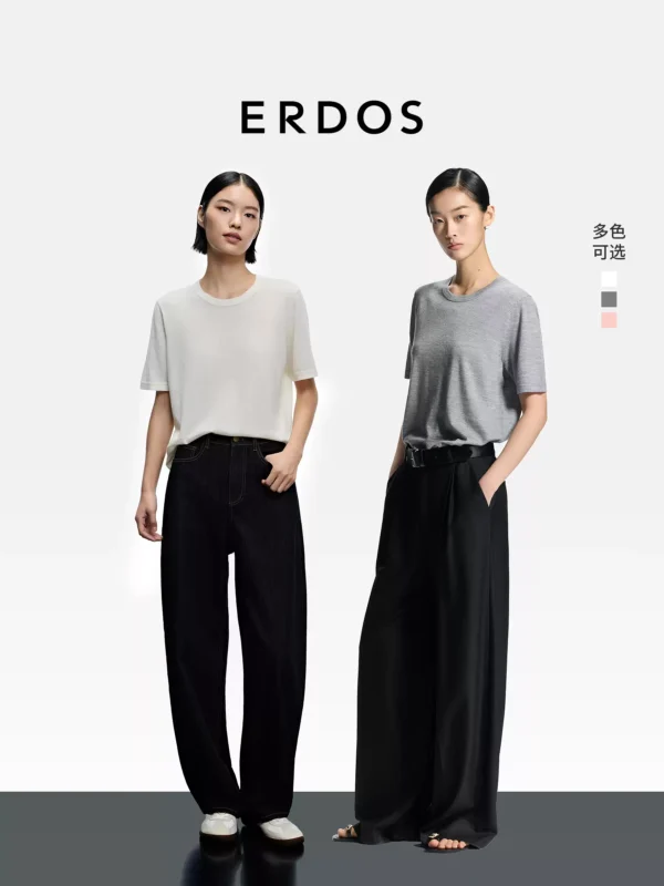 O1CN01zYxyRx1Z5XyRsxNa5_4611686018427384455-0-item_pic.jpg_q50.jpg_.webp 【四季针织云感T】ERDOS 羊毛羊绒混纺百搭打底套衫女装短袖T恤