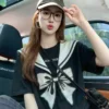 立体蝴蝶结刺绣短袖t恤女2026新款夏季韩系减龄设计感纯棉上衣ins