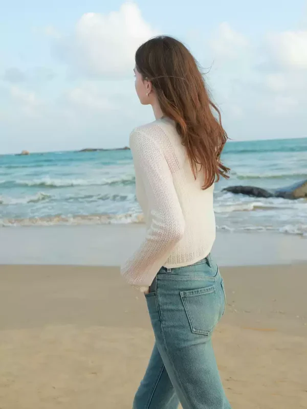 O1CN01zm8lRF1tJYIs5cA6m_745475881.jpg_q50.jpg_.webp 【空调衫】莱赛尔+桑蚕丝三彩2026春夏季镂空白色外套针织开衫女M